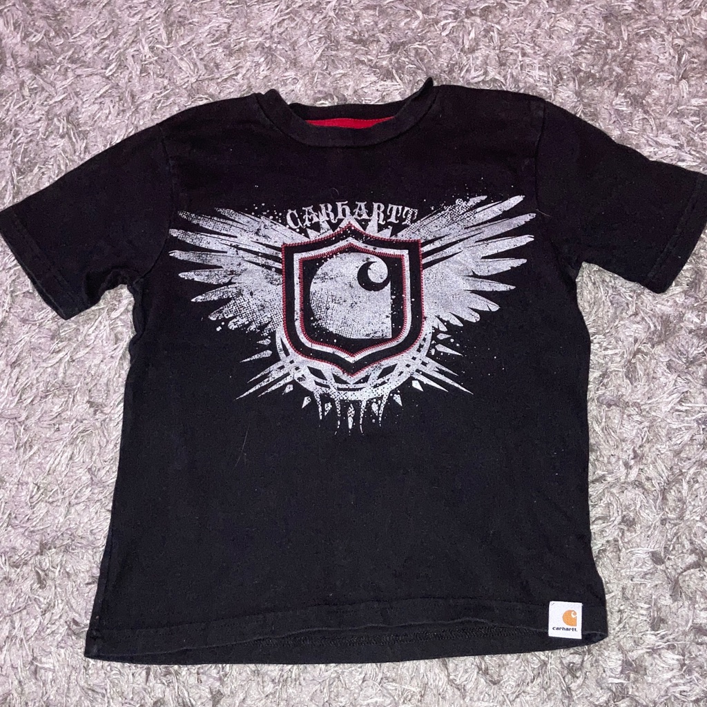 Carhartt Black Winged Emblem Tee Boys Sz 5